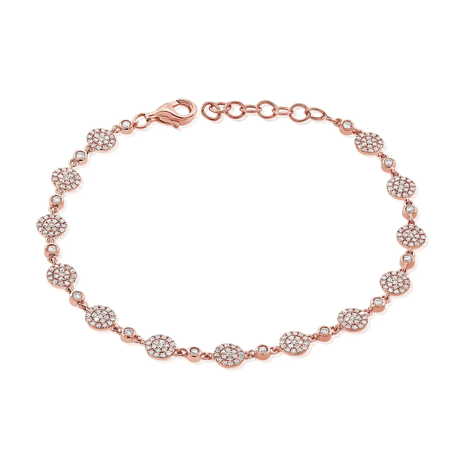 14K Rose Gold Diamond Pave Disc Bracelet