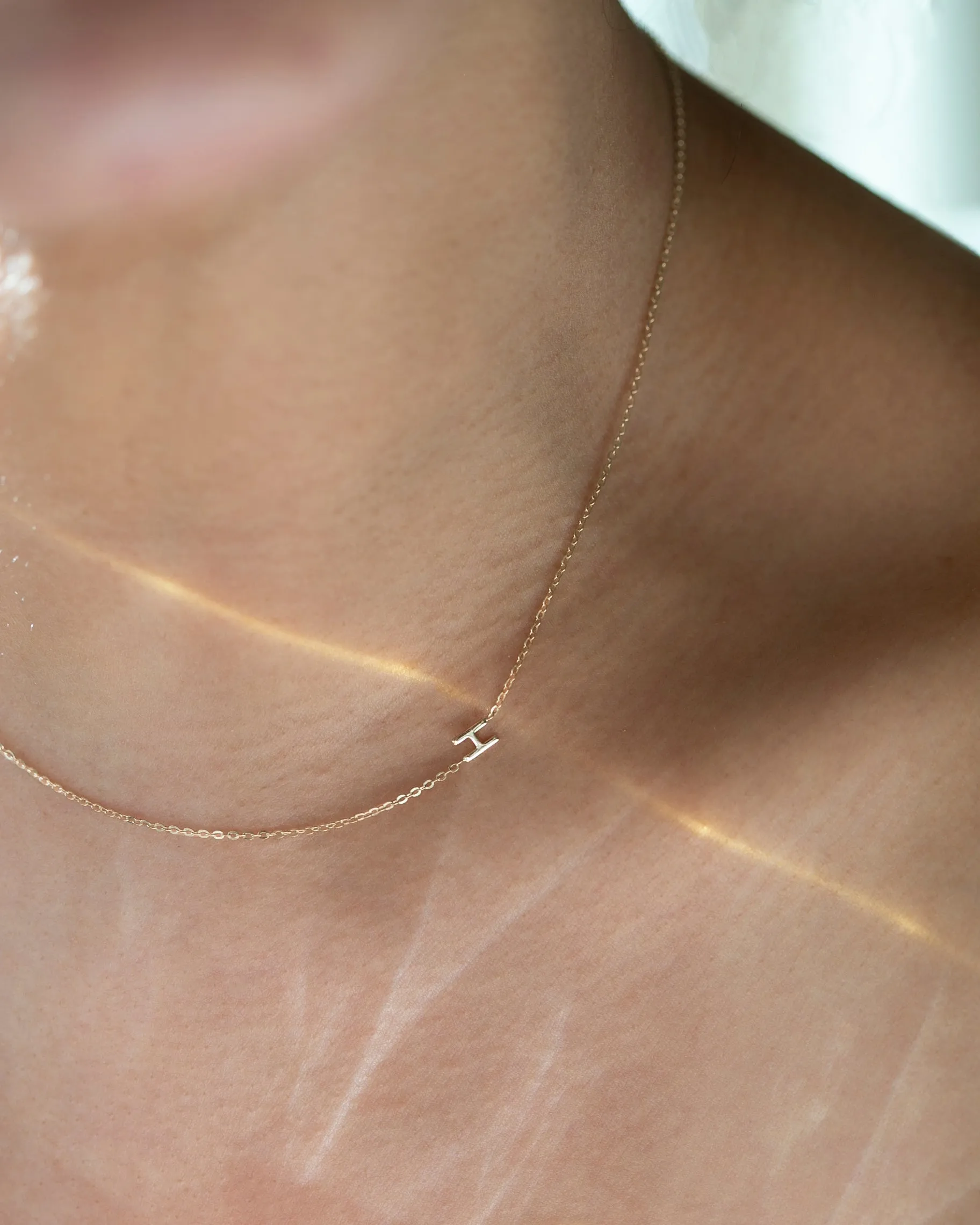 14K Sideway Initial Necklace