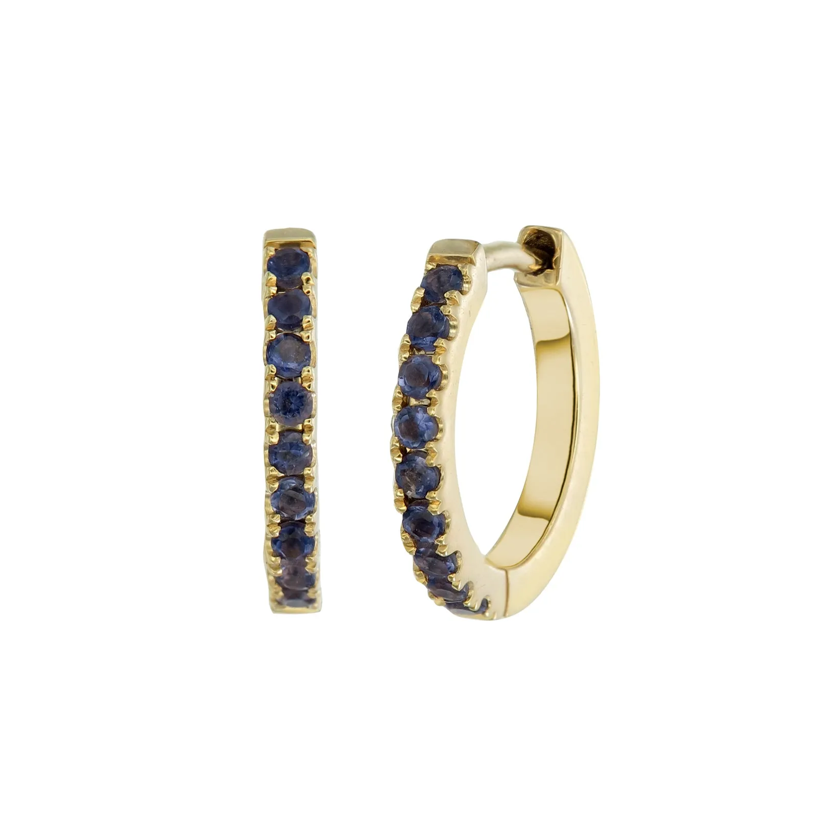 14K SOLID GOLD MINI HALO HOOPS - IOLITE