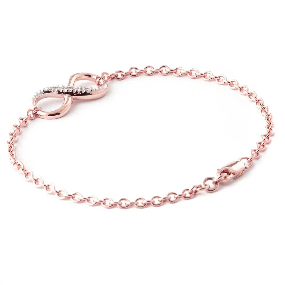 14K Solid Rose Gold Infiniti Bracelet w/ Natural Diamonds