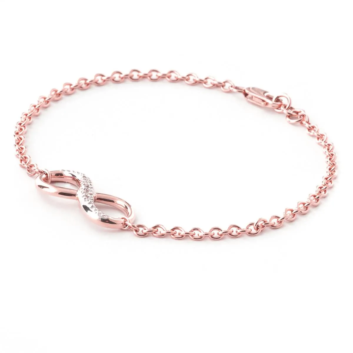 14K Solid Rose Gold Infiniti Bracelet w/ Natural Diamonds