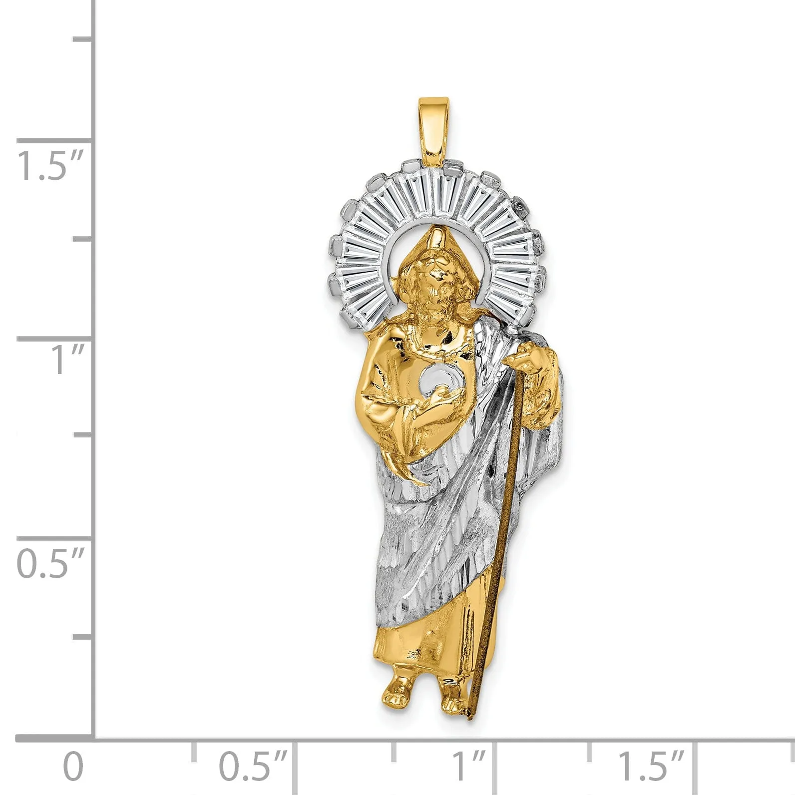 14k Two Tone Gold Saint Jude Pendant