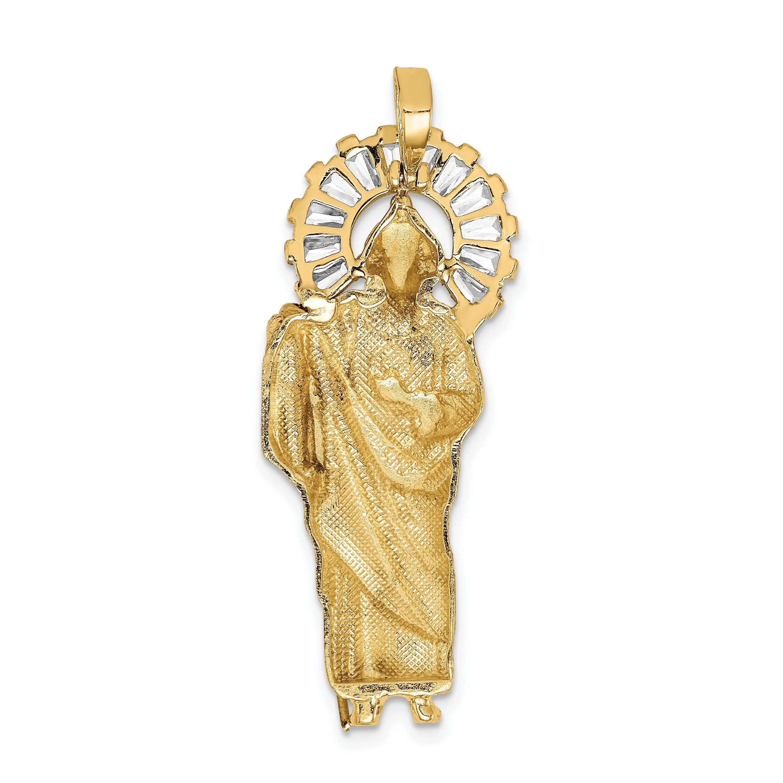 14k Two Tone Gold Saint Jude Pendant