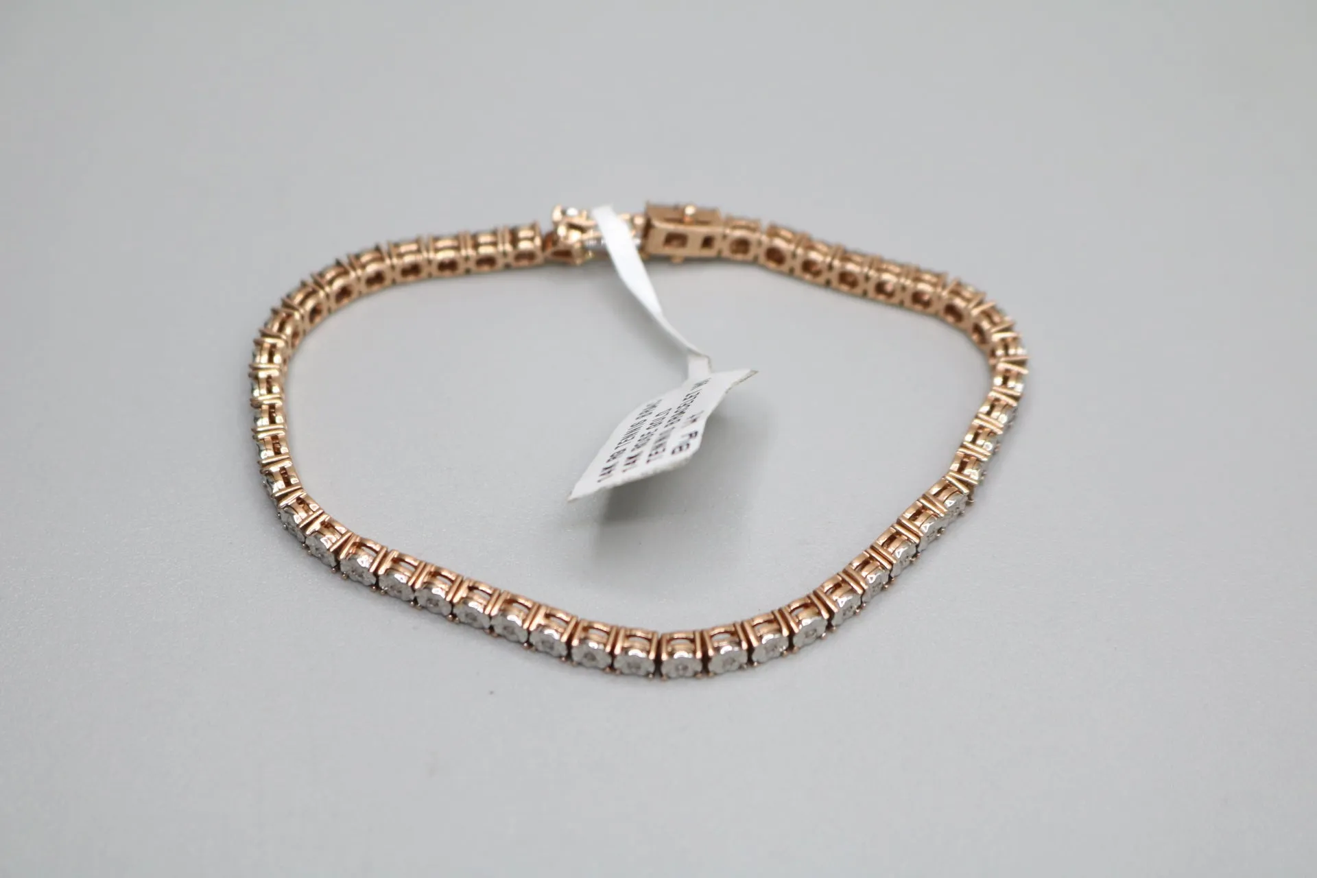 14K Two Tone Gold Tennis Diamond Bracelet (7 Inches / 0.24 CTW)(Local pick-up only)