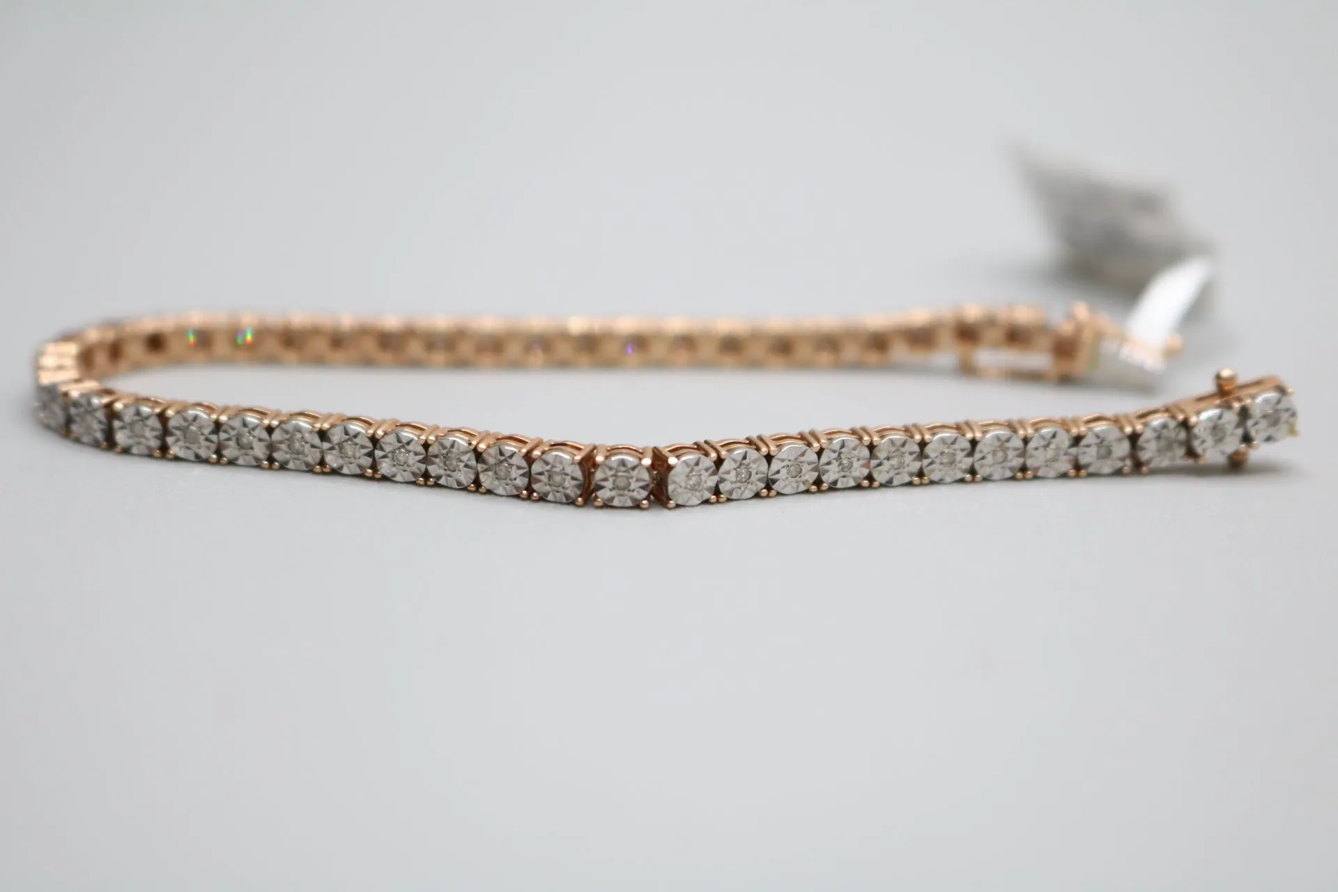 14K Two Tone Gold Tennis Diamond Bracelet (7 Inches / 0.24 CTW)(Local pick-up only)