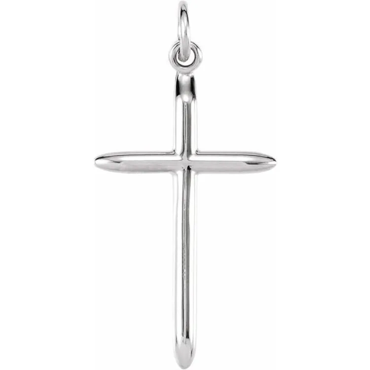 14K White 25.7x14 mm Cross Pendant