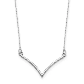 14k White Gold Diamond Cut Polished Finish Fancy V-Shape Pendant Design in a 18-inch Cable Chain Necklace Set