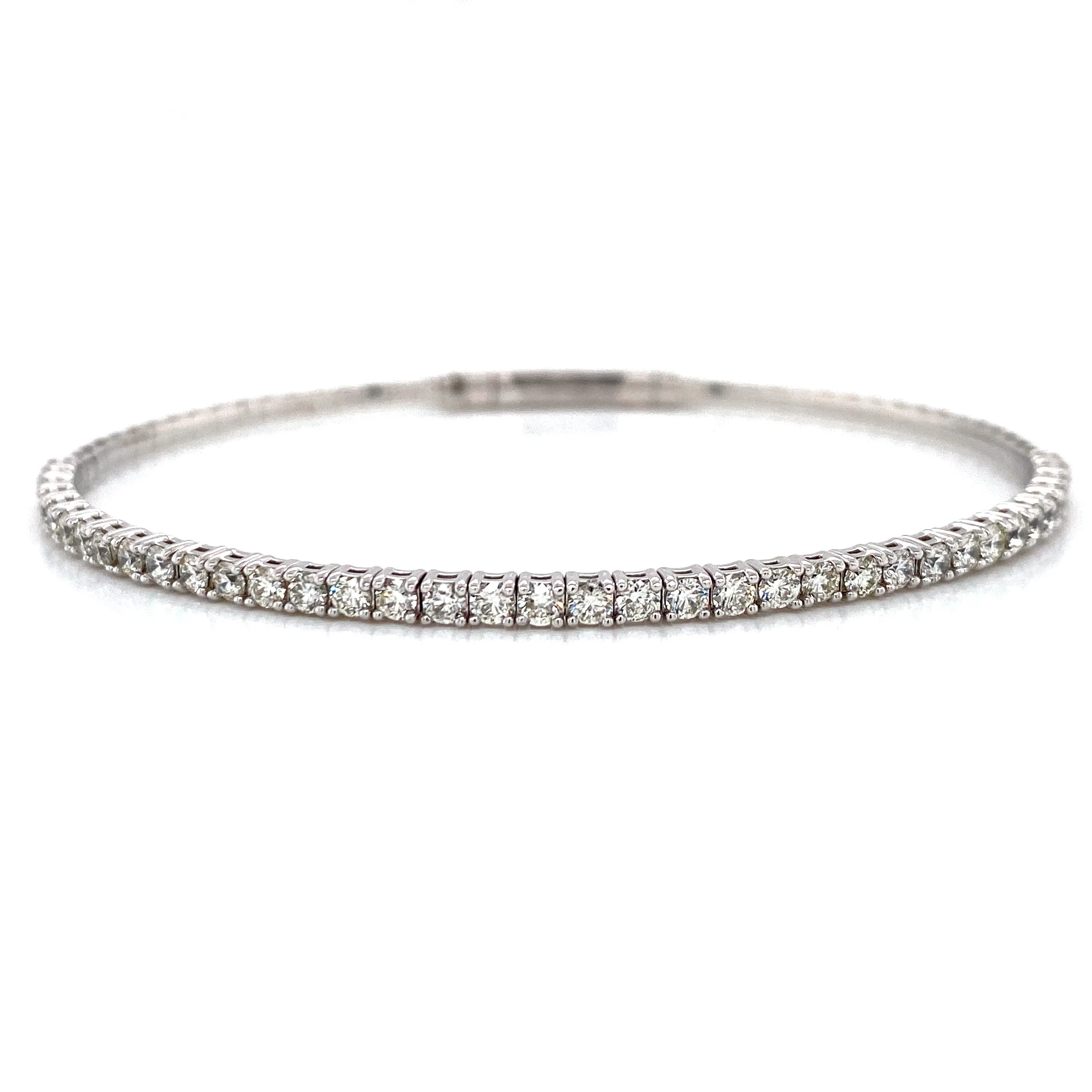 14K White Gold Diamond Flexible Bangle