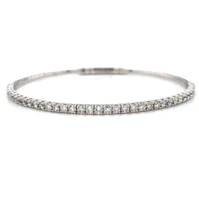 14K White Gold Diamond Flexible Bangle