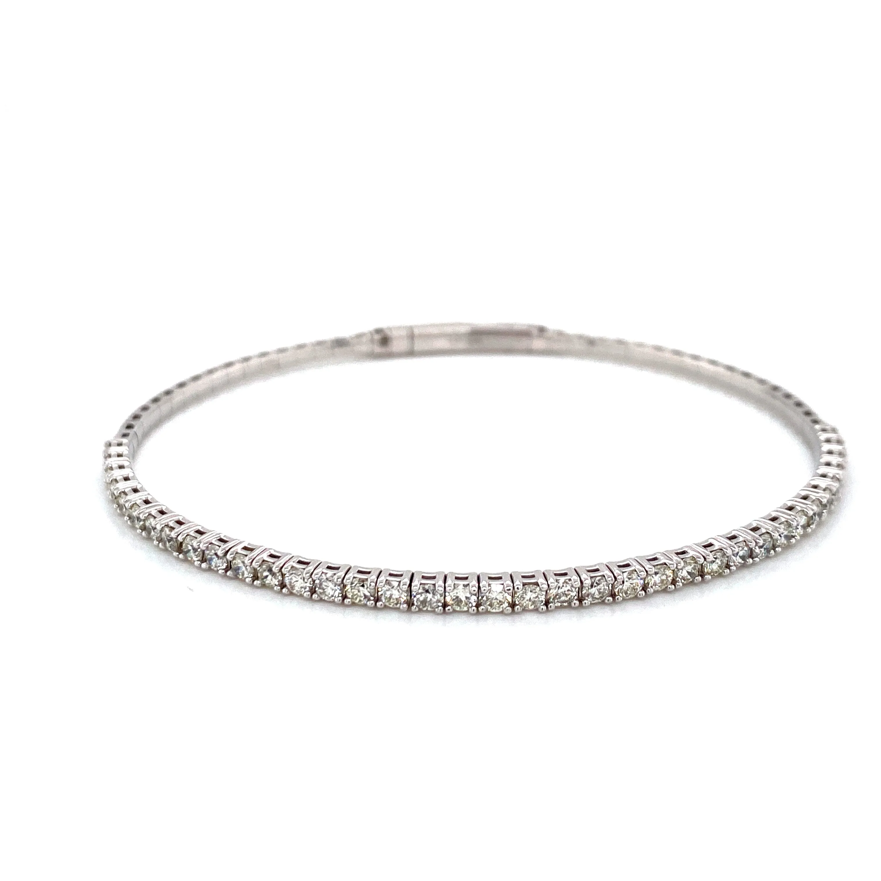 14K White Gold Diamond Flexible Bangle