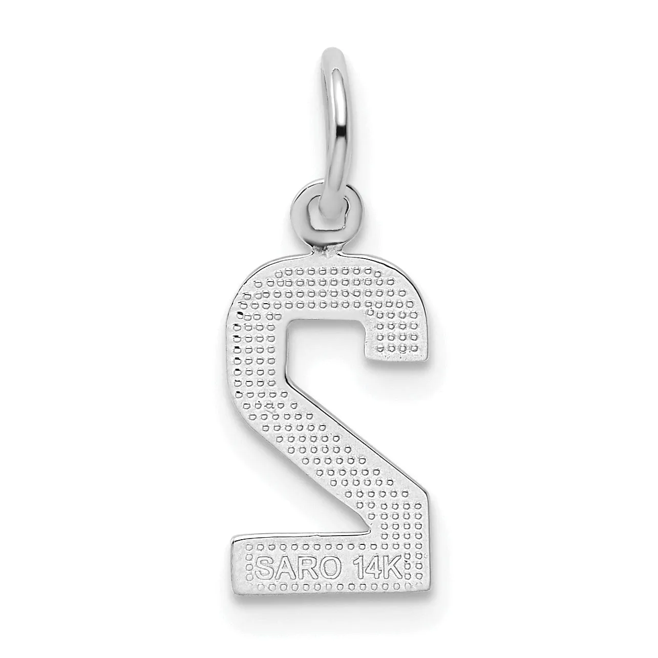 14k White Gold Polished Finish Small Size Number 2 Charm Pendant