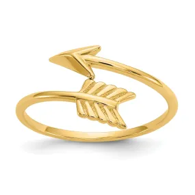 14k Yellow Gold Adjustable Lightweight Wrapped Arrow Ring