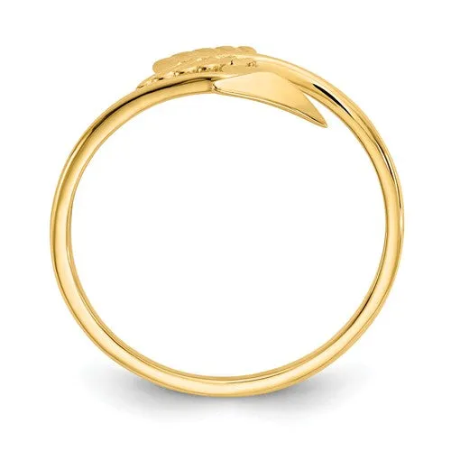 14k Yellow Gold Adjustable Lightweight Wrapped Arrow Ring