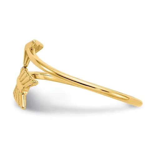 14k Yellow Gold Adjustable Lightweight Wrapped Arrow Ring