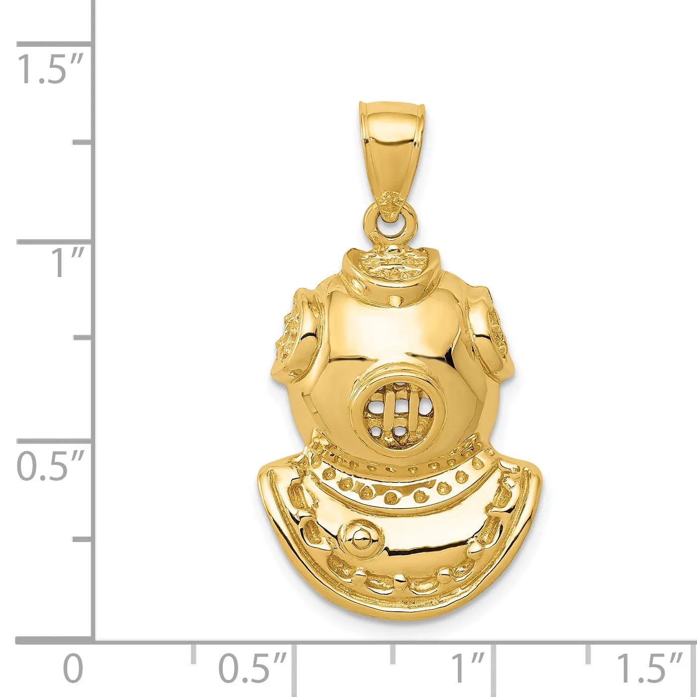 14k Yellow Gold Divers Helmet Pendant