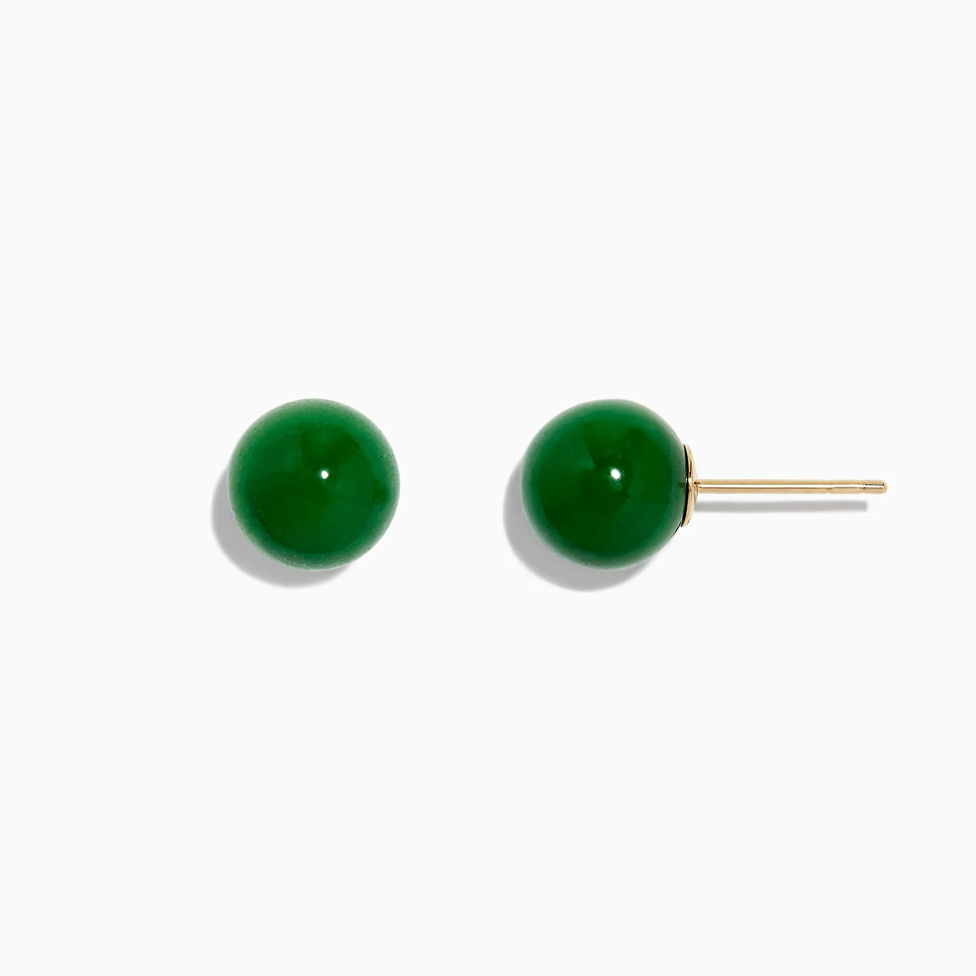 14K Yellow Gold Jade Stud Earrings, 18.70 TW