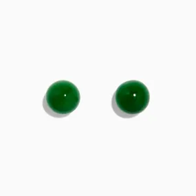 14K Yellow Gold Jade Stud Earrings, 18.70 TW