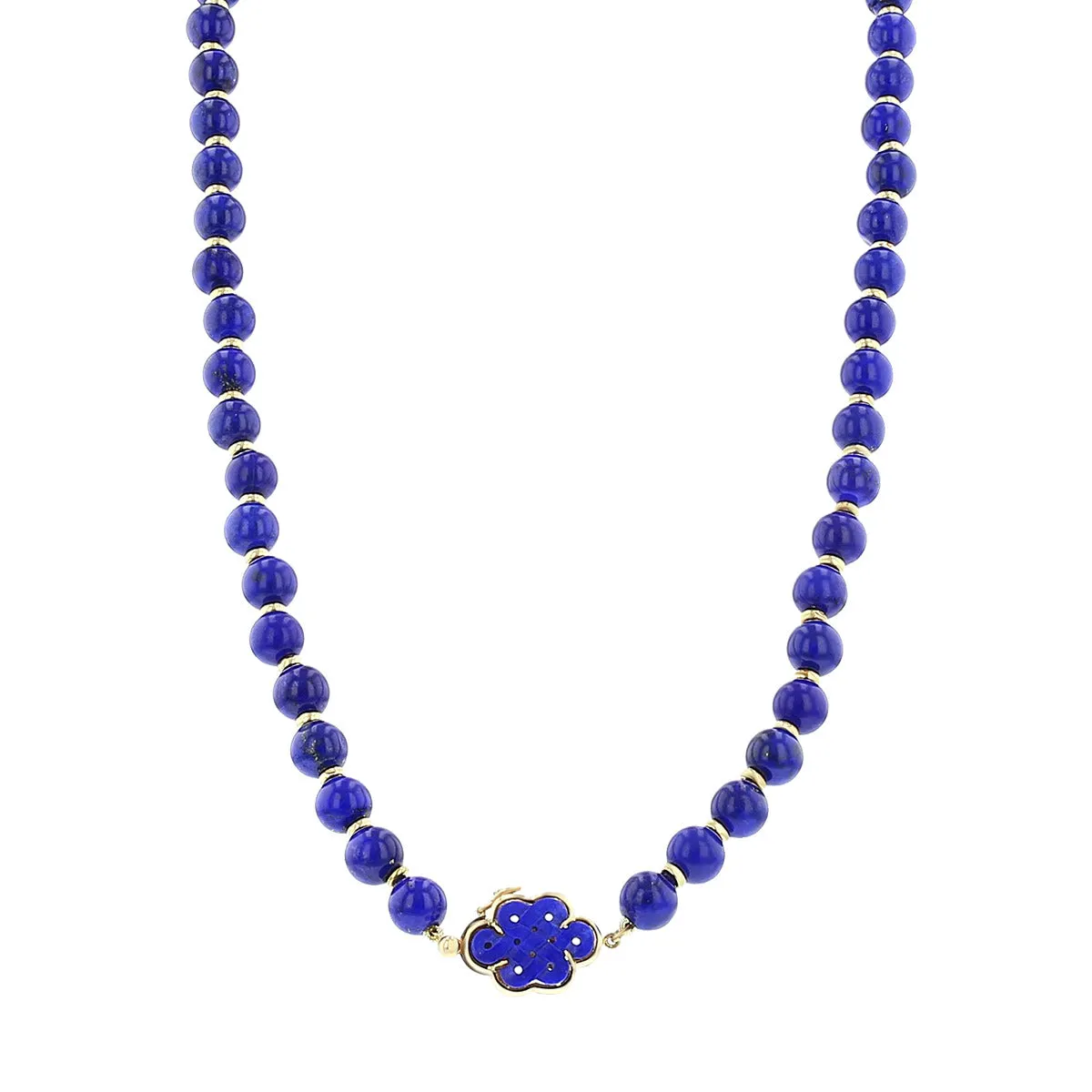 14K Yellow Gold Lapis Bead 18-Inch Necklace