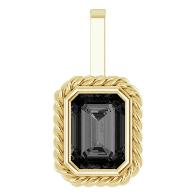 14K Yellow Gold Natural Black Onyx Men's Pendant