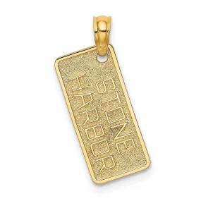 14K Yellow Gold Polished Texture Finish STONE HARBOR License Plate Charm Pendant