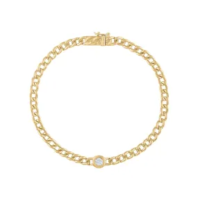 14KT GOLD DIAMOND BEZEL CURB BRACELET