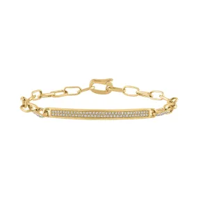 14KT GOLD LINK WITH DIAMOND BAR BRACELET