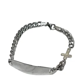 14KT White Gold Toddler ID Bracelet with Cross