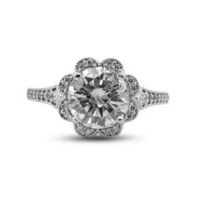 1.61ctw Round Brilliant Cut Natural Diamond Cluster Engagement Ring in 18k White Gold by A. Jaffe