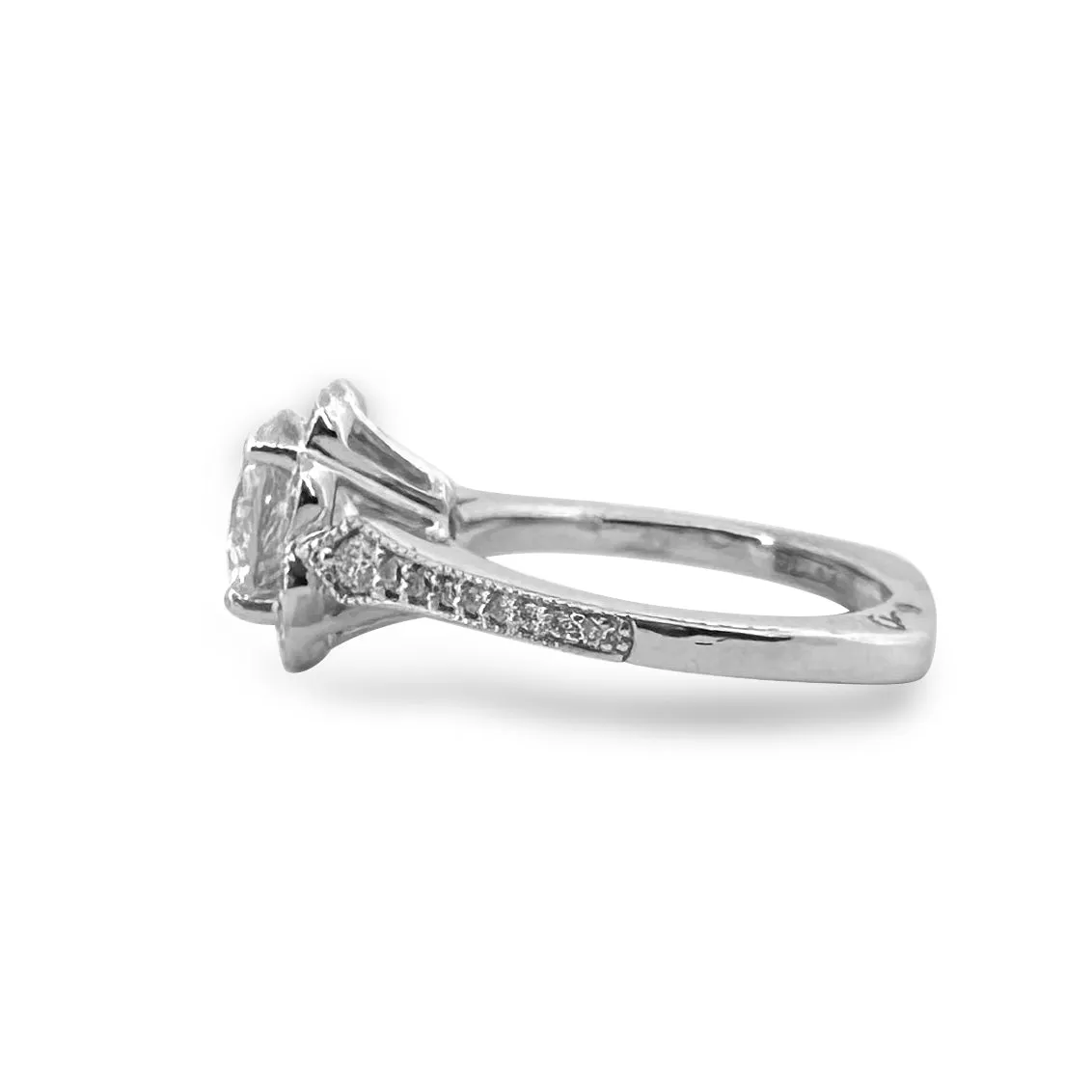 1.61ctw Round Brilliant Cut Natural Diamond Cluster Engagement Ring in 18k White Gold by A. Jaffe