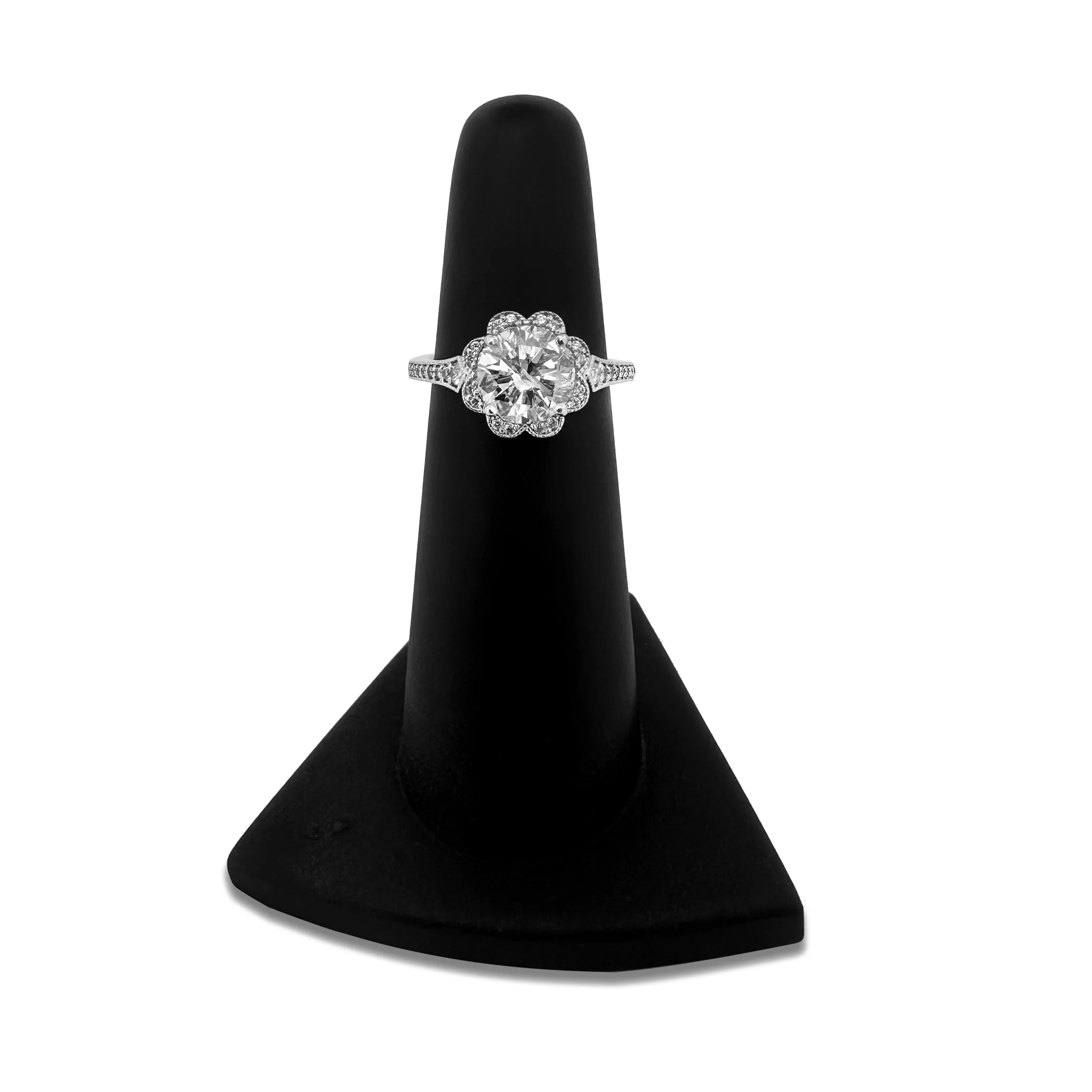 1.61ctw Round Brilliant Cut Natural Diamond Cluster Engagement Ring in 18k White Gold by A. Jaffe