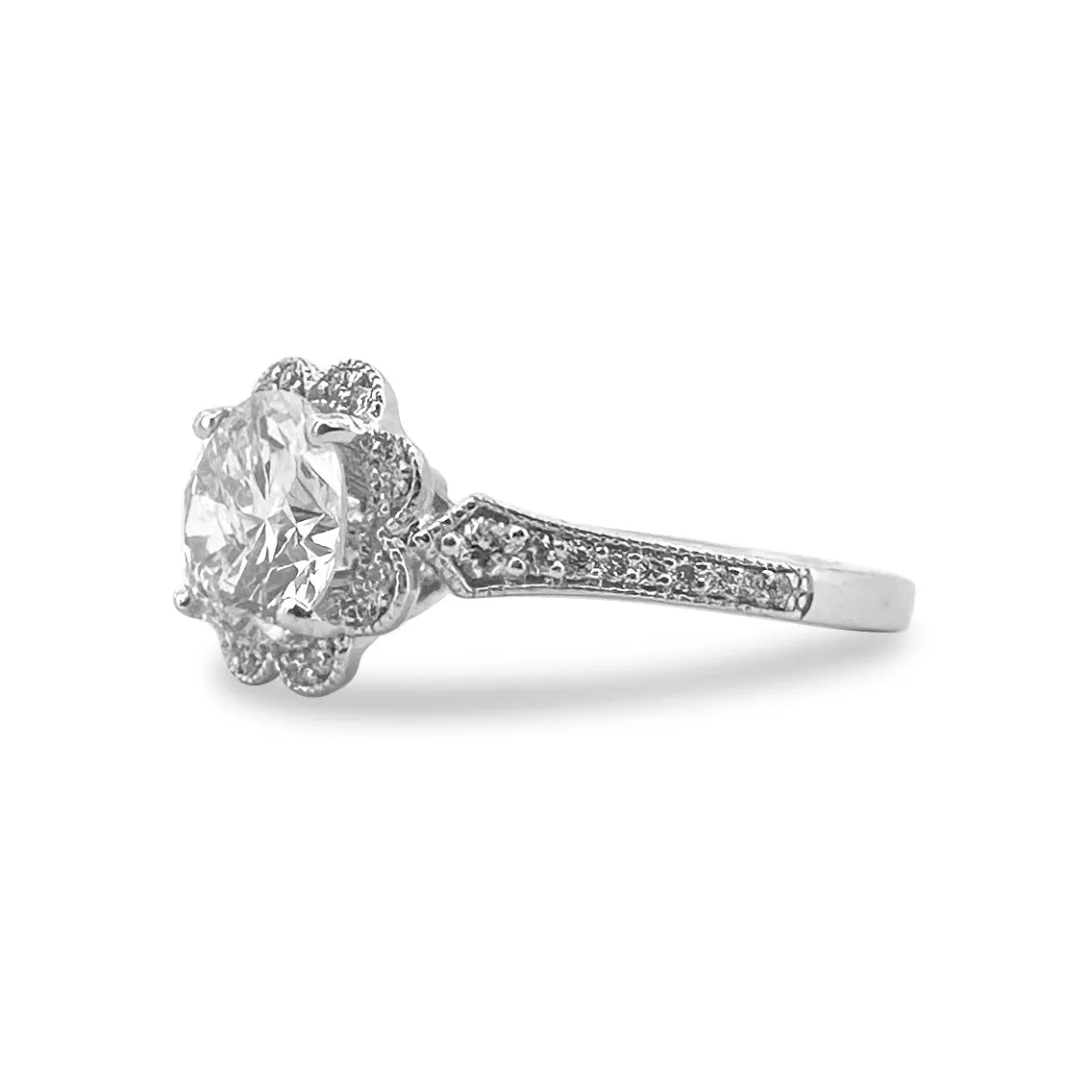 1.61ctw Round Brilliant Cut Natural Diamond Cluster Engagement Ring in 18k White Gold by A. Jaffe