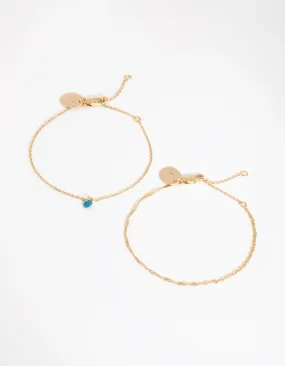 18ct Gold Plated October Opal Bracelet Set