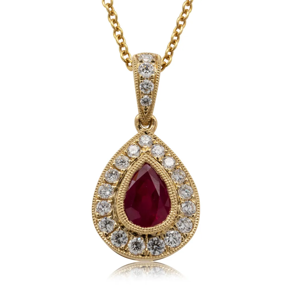 18ct Yellow Gold Ruby & Diamond Necklace