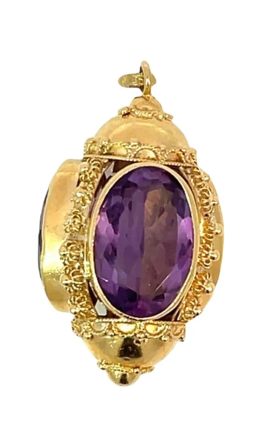 18K Gold and Amethyst Fob Pendant