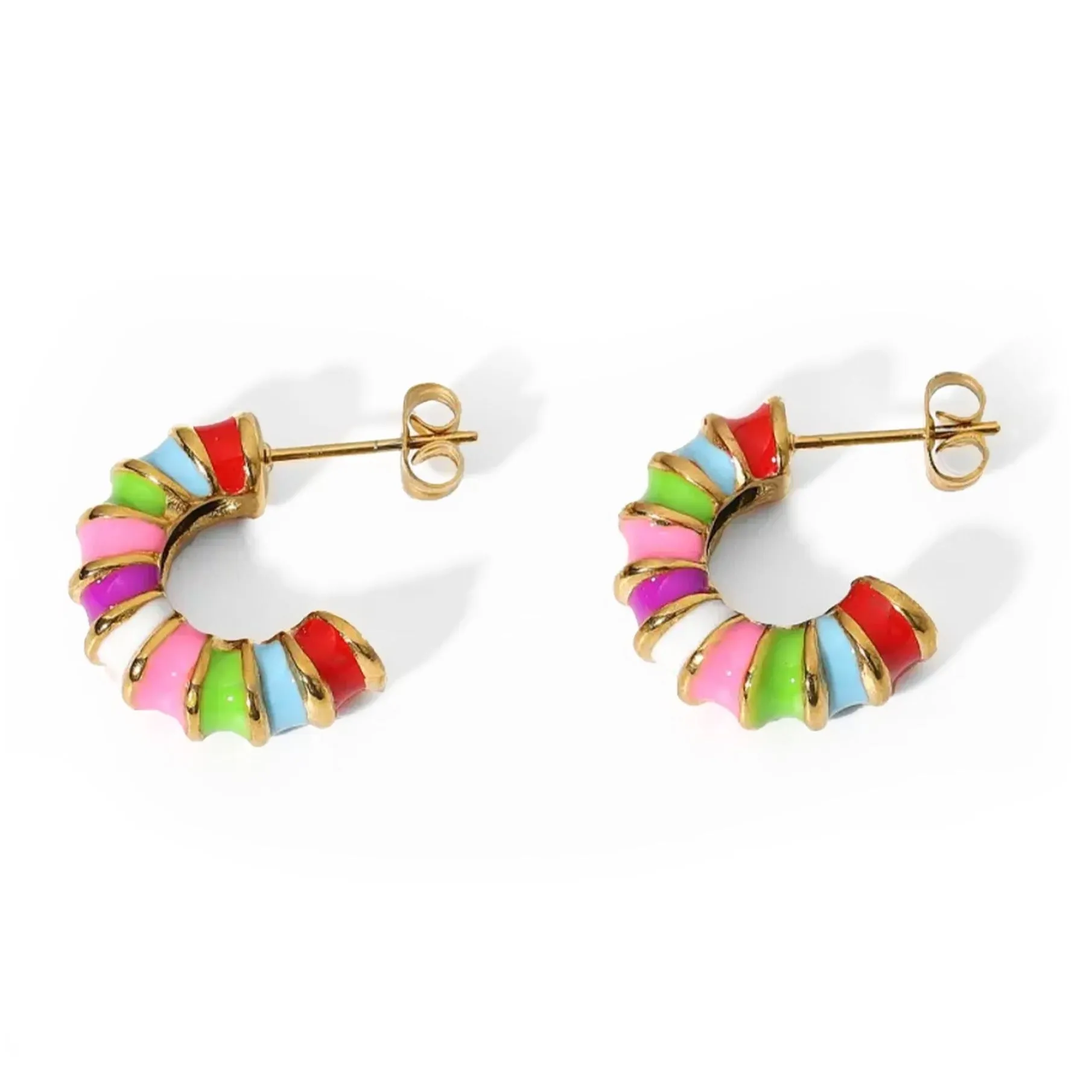 18K Gold-Filled Enamel Earrings for Women