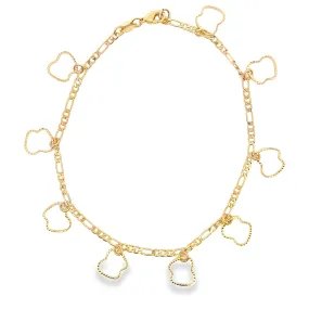 18K Gold Filled Outlined Golden Apple Charm Anklet (E31)