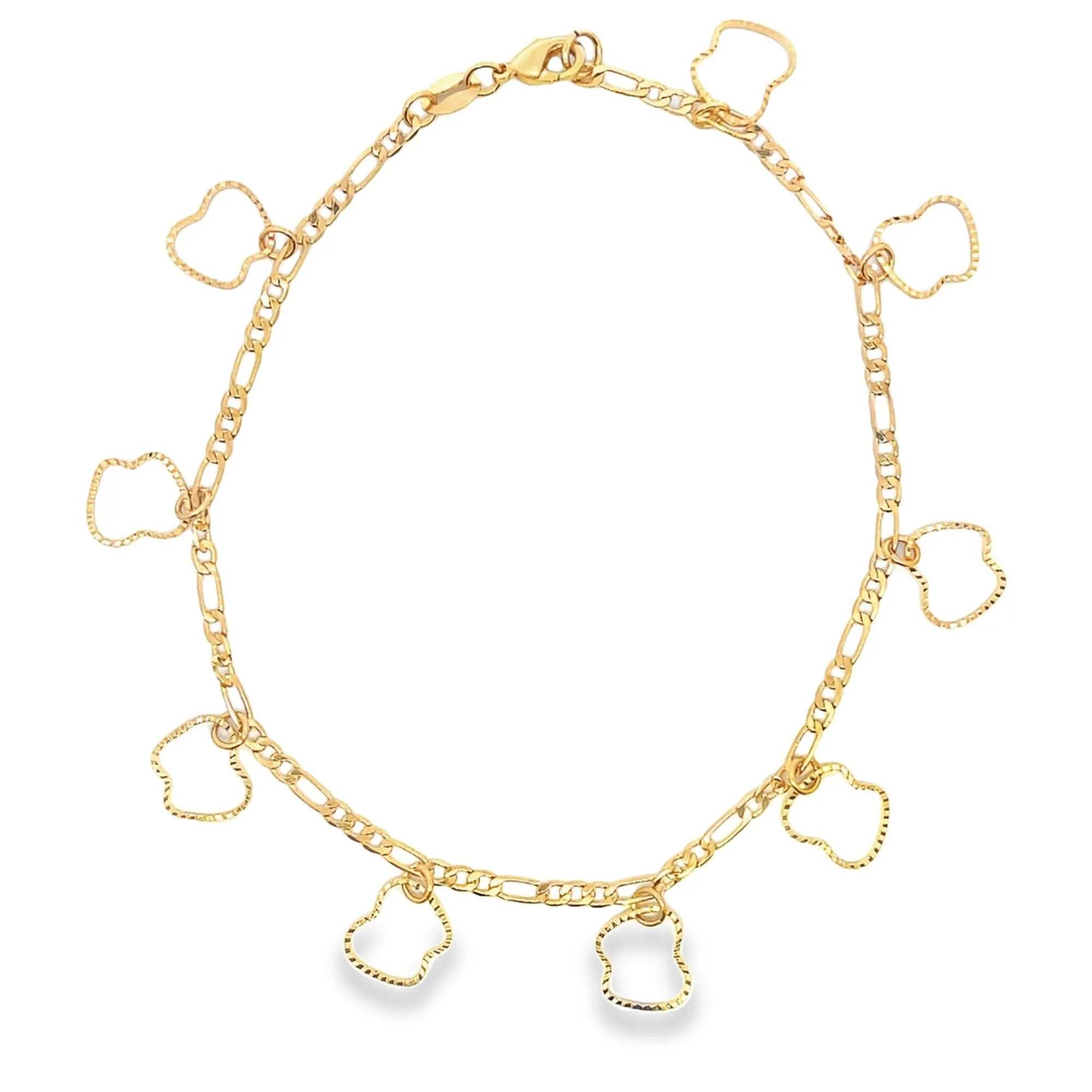 18K Gold Filled Outlined Golden Apple Charm Anklet (E31)