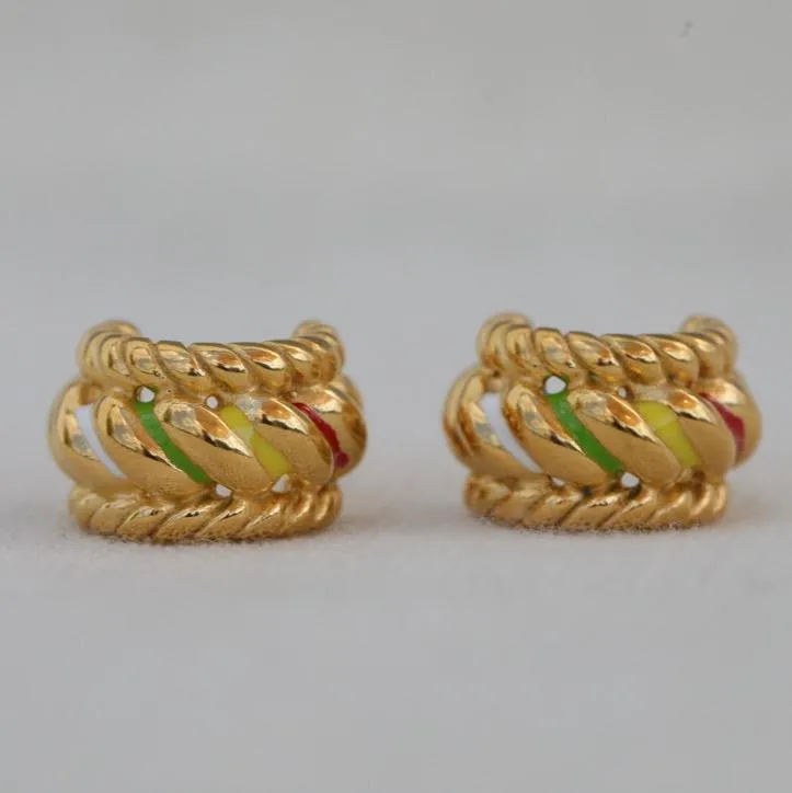 18k Gold-Filled Wide Enamel Earrings