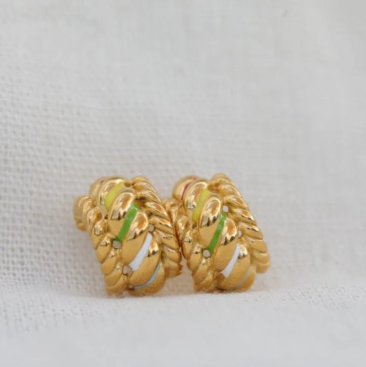 18k Gold-Filled Wide Enamel Earrings