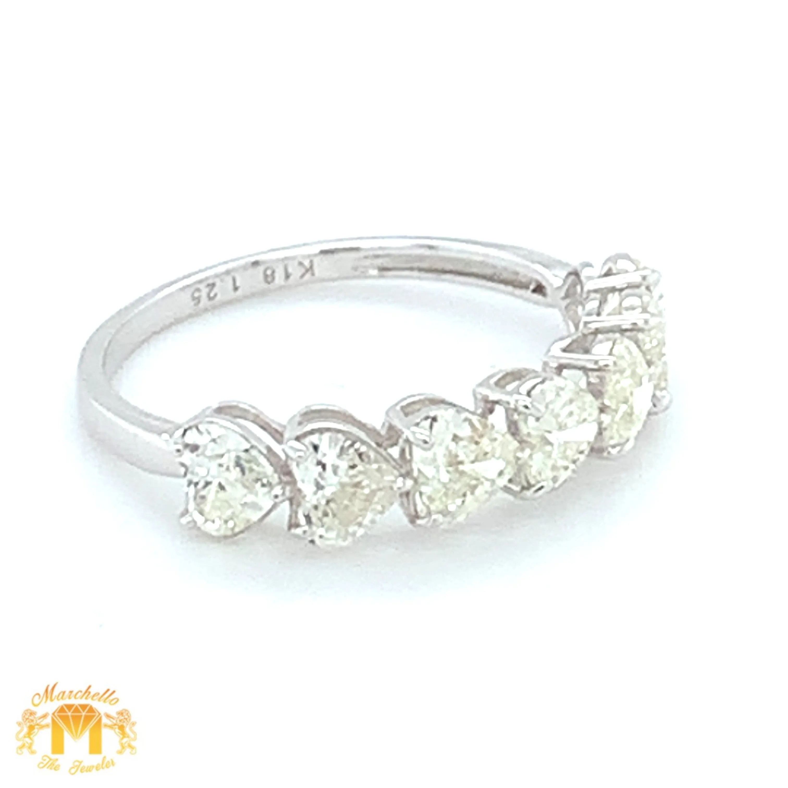 18k White Gold 7 Hearts Ladies` Diamond Ring