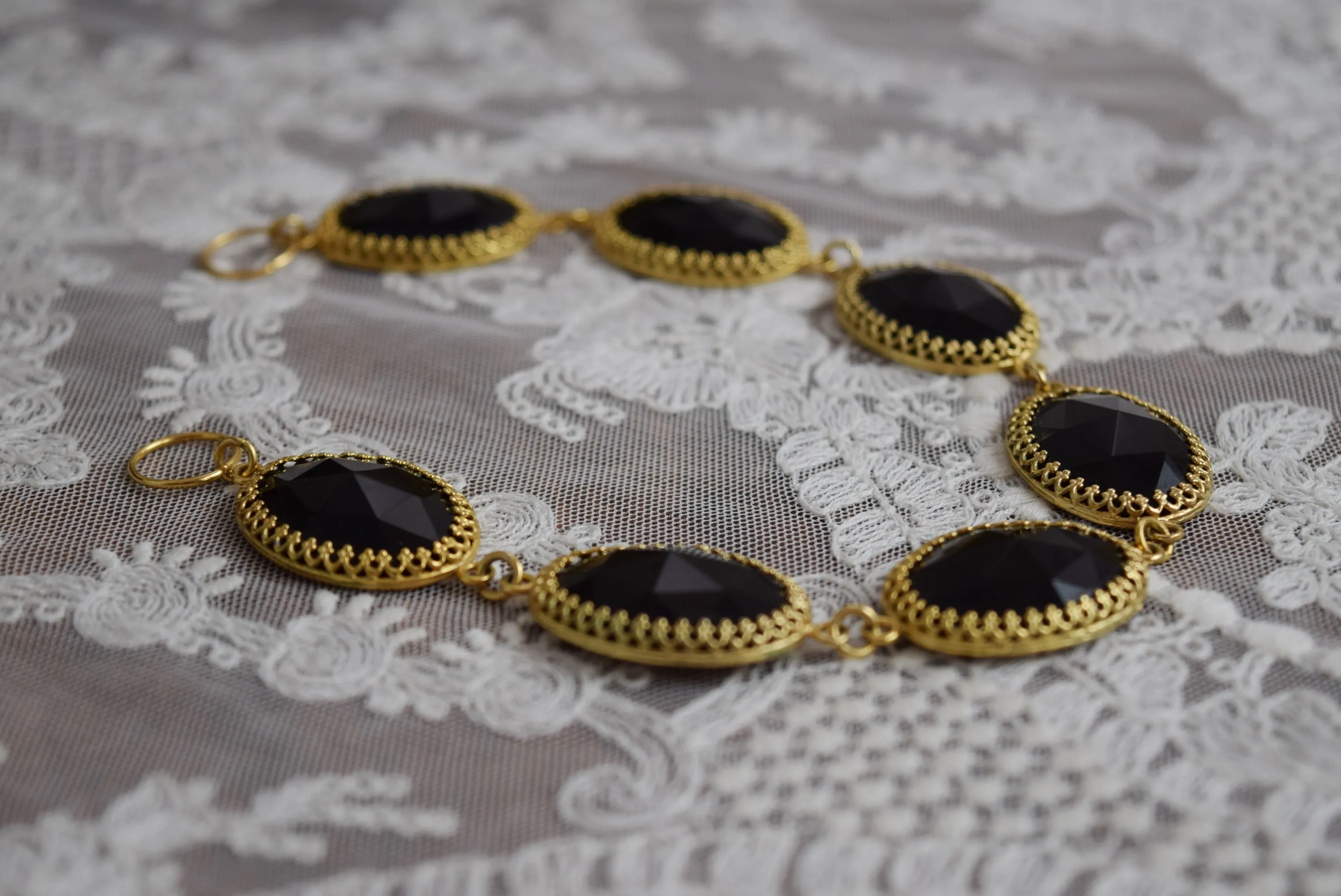 18th Century Black Onyx Crown Necklace - Extra Large Oval