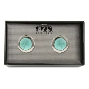 1928 Jewelry Round Semi Precious Gemstone Locket Cufflinks