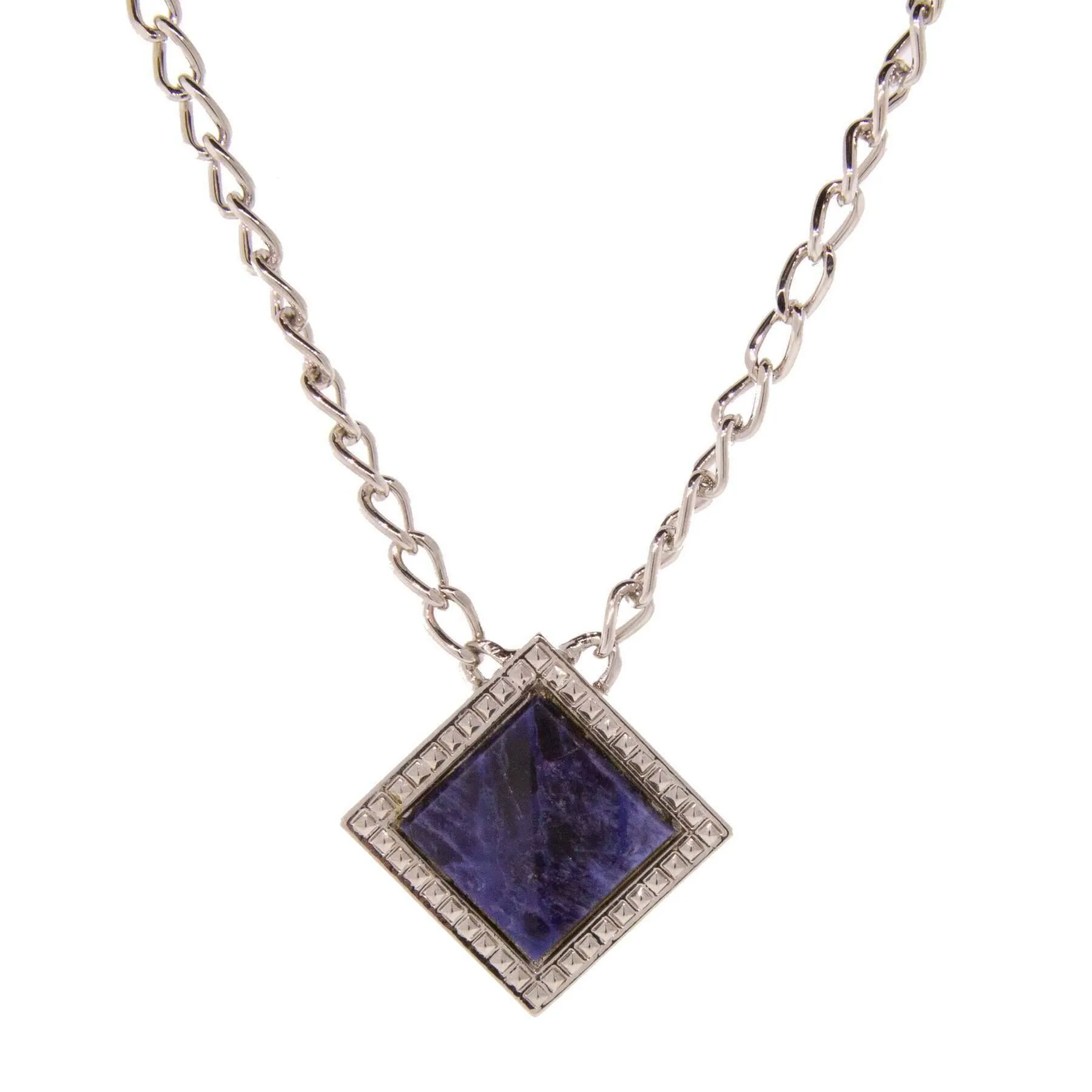 1928 Jewelry Serenity Gemstone Square Pendant Necklace 16"   3" Extender