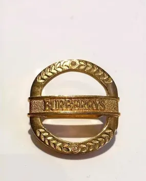 1980s BURBERRYS GOLD TONE METAL MEDALLION SCARF RING