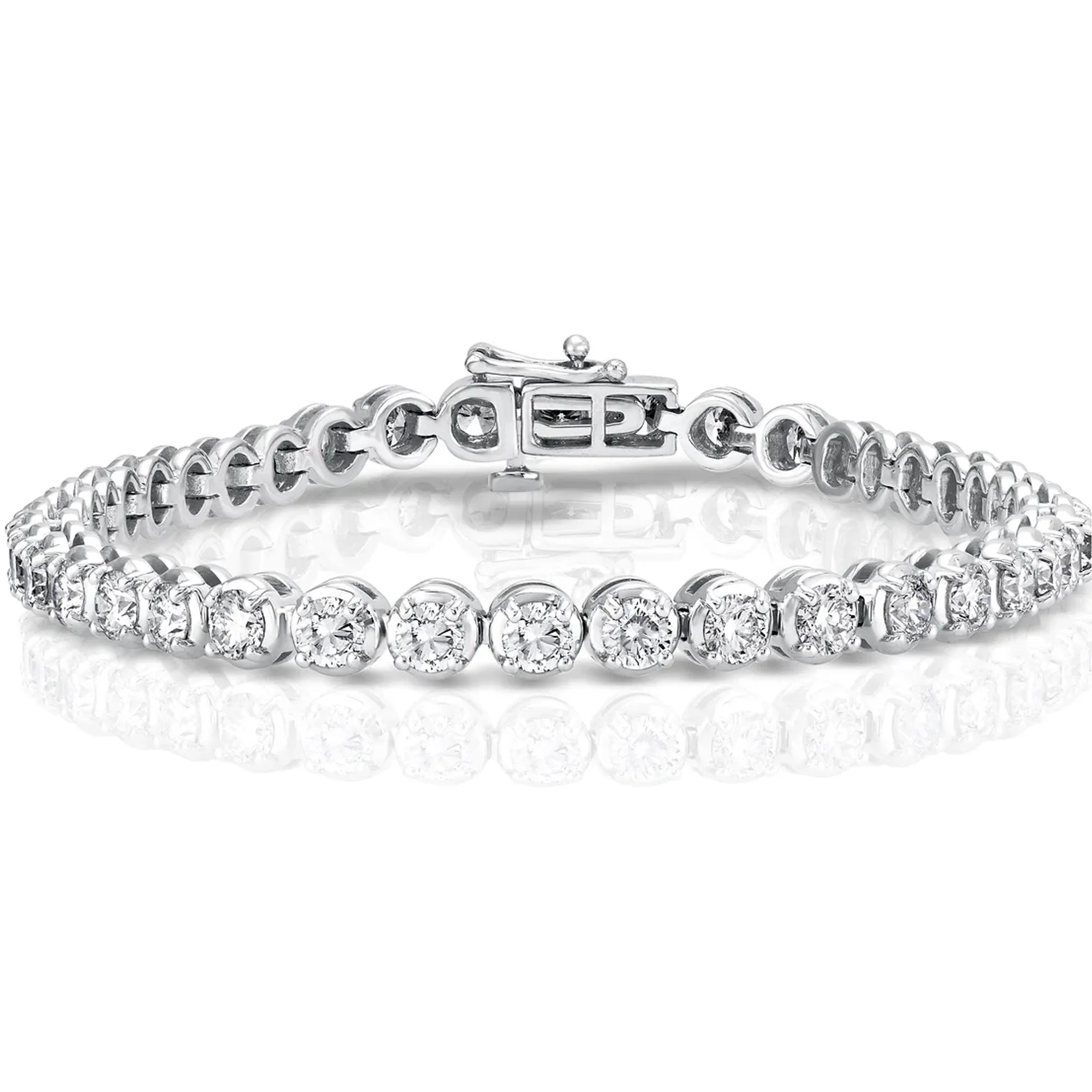 5 Carat Round Diamond 14K White Gold Buttercup Tennis Bracelet (Classic Quality)