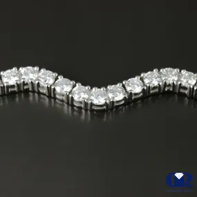 6.00 Carat Round Cut Diamond Wave Style Tennis Bracelet In 14k White Gold