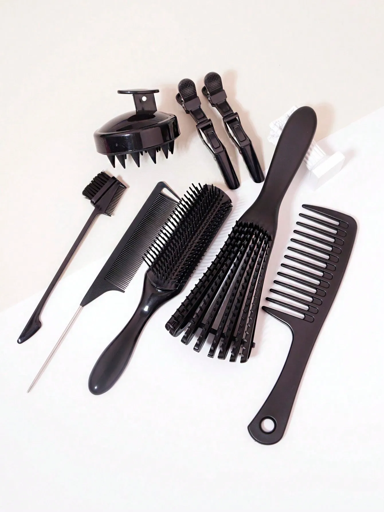 8pcs Hair Washing Combing Set, Including Natural Hair Debris Remover, Comb, Curly Hair Comb, Silicone Shampoo Brush. Helps A Faster & Easier Hair Wash Day Routine At Home Or In Salon For Hair Styling. Hair Brush