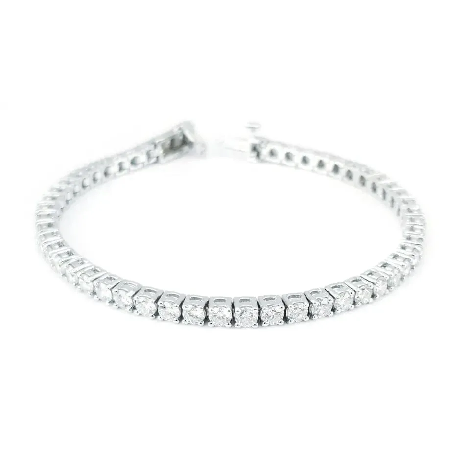 9 Ct Genuine Round-Cut Real Diamond Tennis Bracelet 7" 14K White Gold