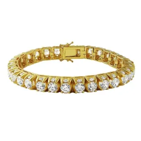 .925 Silver 3D Thick Tennis Gold Bracelet