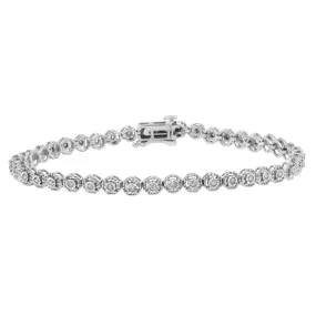 .925 Sterling Silver 1/2 Cttw Miracle Set Round Diamond Bezel Design Link Bracelet (I-J Color, I2-I3 Clarity) - 7.25"